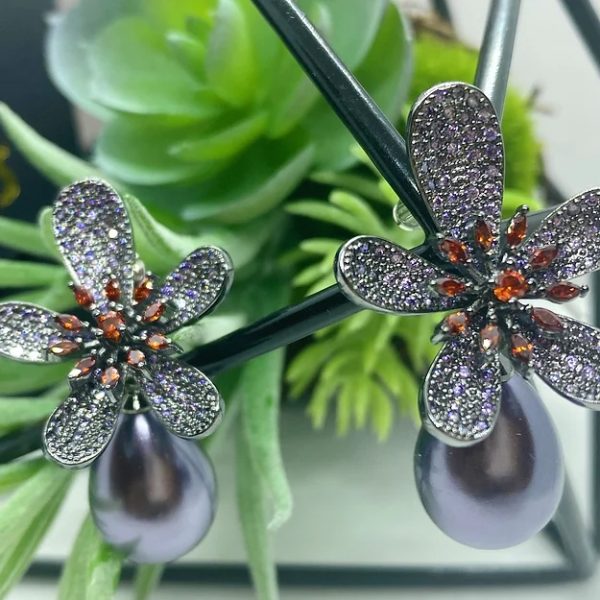 Flower Petals CZ Earrings